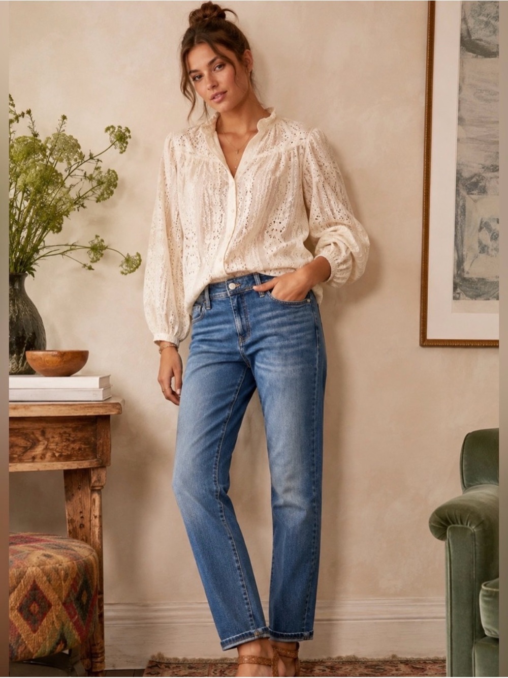 Pilcro, Anthropology Blue Relaxed Boyfriend Jeans Size 28